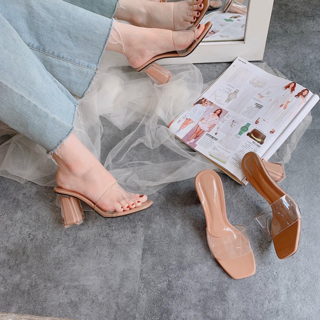 [FREE SHIP 50K] DÉP GUỐC QUAI TRONG GÓT VUÔNG SƠN TRONG 7P 2 MÀU HOT HIT CHẮC CHÂN
