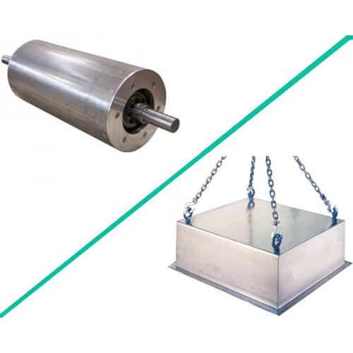 Lô từ tách sắt trên băng tải 230x600mm, ru lo từ lực hút mạnh dài 600mm phi 230mm, nam châm vĩnh cửu