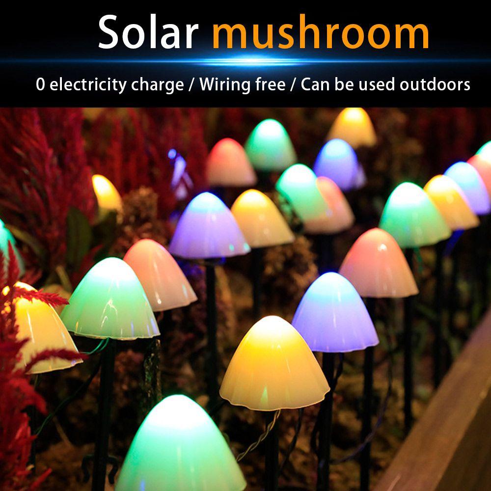 KRNY Dây Đèn LED Năng Lượng Mặt Trời Hình Nấm Trang Trí Sân Vườn