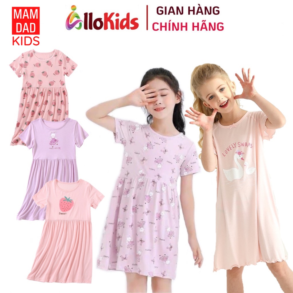 12 - 53kg Váy, đầm cotton cộc tay cho bé gái thế hệ mới hãng MDK 2021