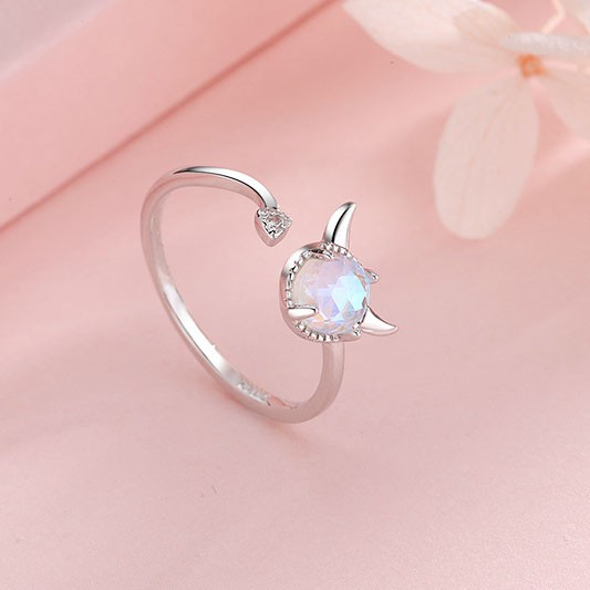 Nhẫn Bạc S925 Italy Cho Nữ Mèo Đính Hạt Màu Cầu Vồng - Bộ Trang Sức Nữ Trang Nhẫn N13 - Dây Chuyền, Lắc Tay, Bông