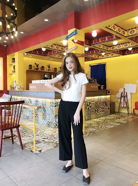 Crop cuốn biên- quần culottes