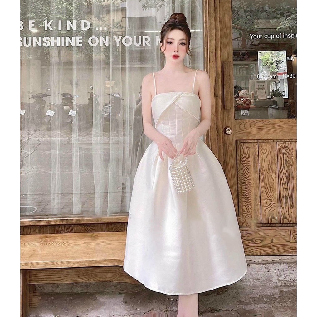 [HCM] Đầm Xòe Nữ 2 Dây Tapta Phối Ren Trước Ngực (Có Mút Ngực) L-G Store Thời Trang Nữ Sam Closet Free Size 40-55kg