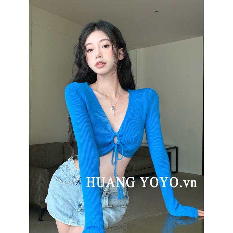 Áo cardigan dệt kim tay dài màu trơn thời trang Hàn Quốc quyến rũ cho nữ