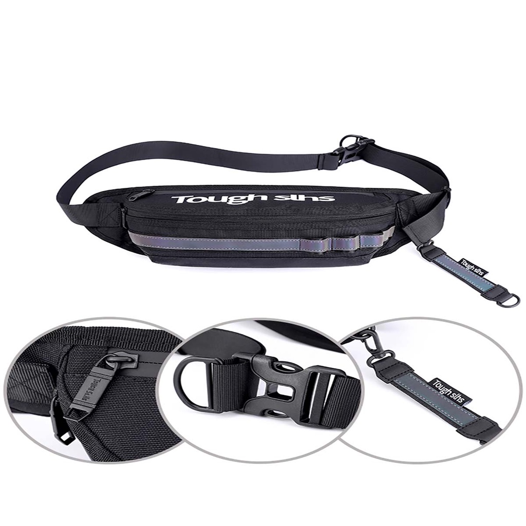Túi Đeo Hông Vải Thể Thao Nhỏ Gọn, Thiết Kế Dải Phản Quang, Dành Cho Nam Nữ Phong Cách Hàn Quốc | BigBuy360 - bigbuy360.vn