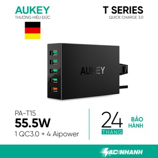 Sạc Aukey PA-T15 4 Cổng AiPower 1 Cổng Sạc Nhanh QC 3.0