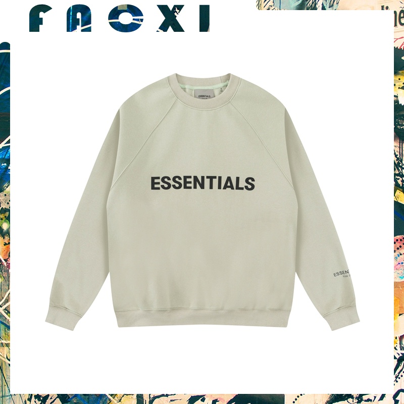 Essentials Áo Sweater Unisex Tay Dài Quá Khổ In Logo Silicone Thân Thiện Với Môi Trường