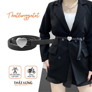 Đai thắt lưng váy mặt trái tim phối đầm - bản mảnh nhỏ 1.4cm TL413 (Hỗ trợ bấm dây nịt) - Thắt Lưng Giá Tốt