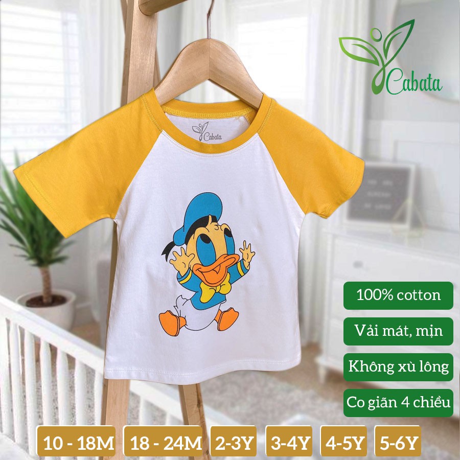 ( Size 8kg-18kg ) Áo Bé Trai Cộc Tay hình vịt dễ thương Vải Cotton siêu thấm hút mồ hôi
