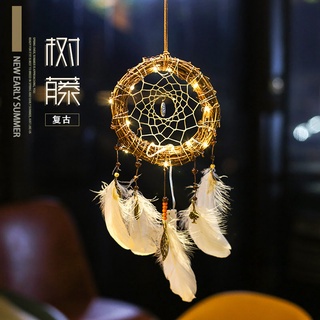 D08 dreamcatcher trang trí vòng cây tổ chim có đèn