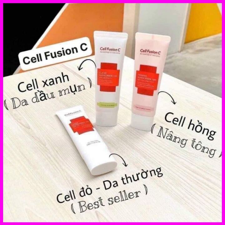 [Đủ màu đủ size] Kem chống nắng Cell Fusion C đủ màu Đỏ xanh hồng 10ml 50ml