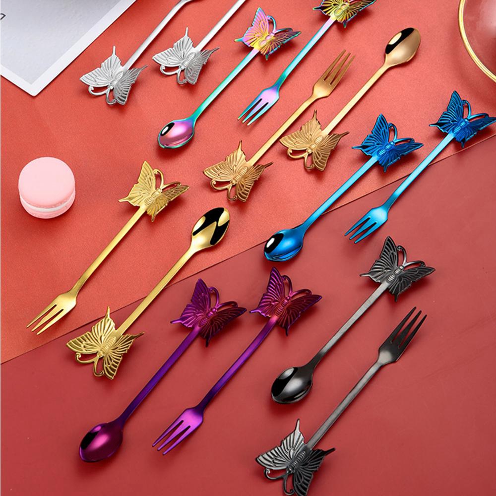 EPOCH 1 Muỗng Cà Phê Hình Bướm Bằng Thép Không Gỉ Nhiều Màu