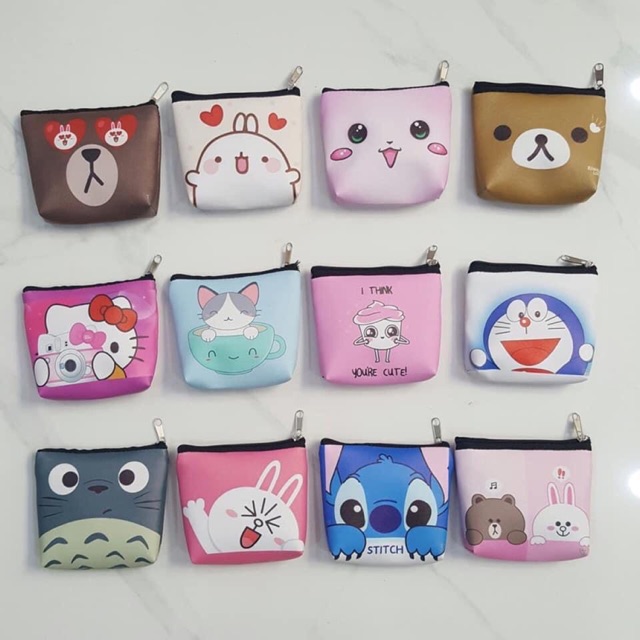 Ví bóp tiền lẻ móc khoá da PU