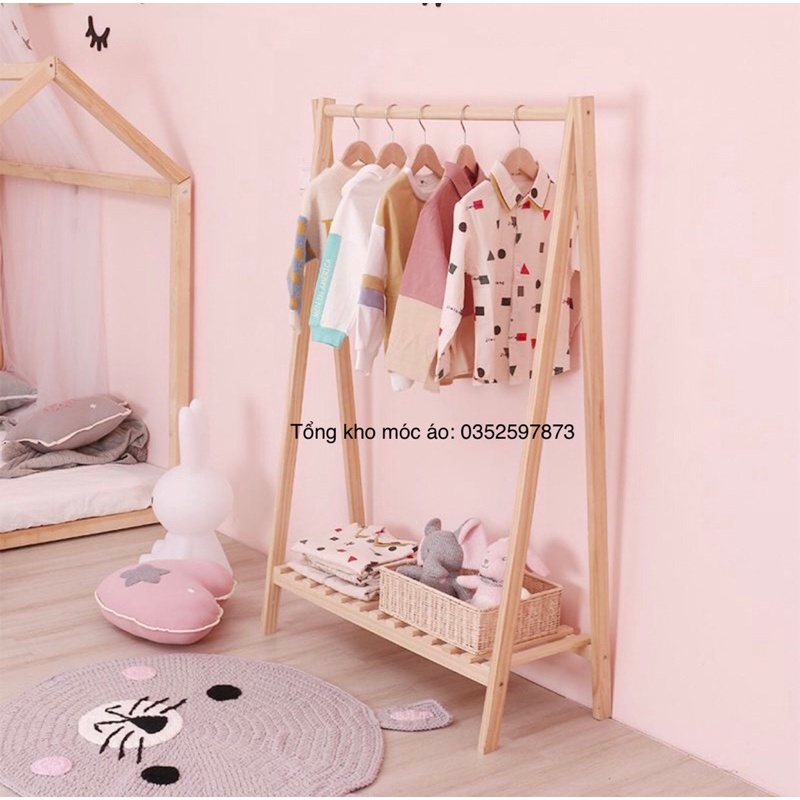 Giá treo quần áo - kệ gỗ hình chữ A, giàn treo đồ cho shop thời trang,cá nhân,gia đình màu vân gỗ tự nhiên