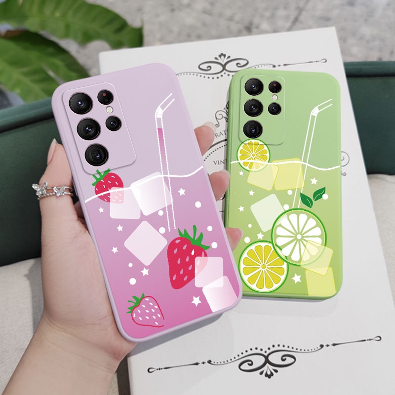 Ốp Điện Thoại Họa Tiết Nước Uống Mùa Hè Cho samsung galaxy s23 s22 fe ultra plus