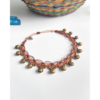 [Whiteline] Vòng chân Macrame with bells tone Đất (có size Tay)