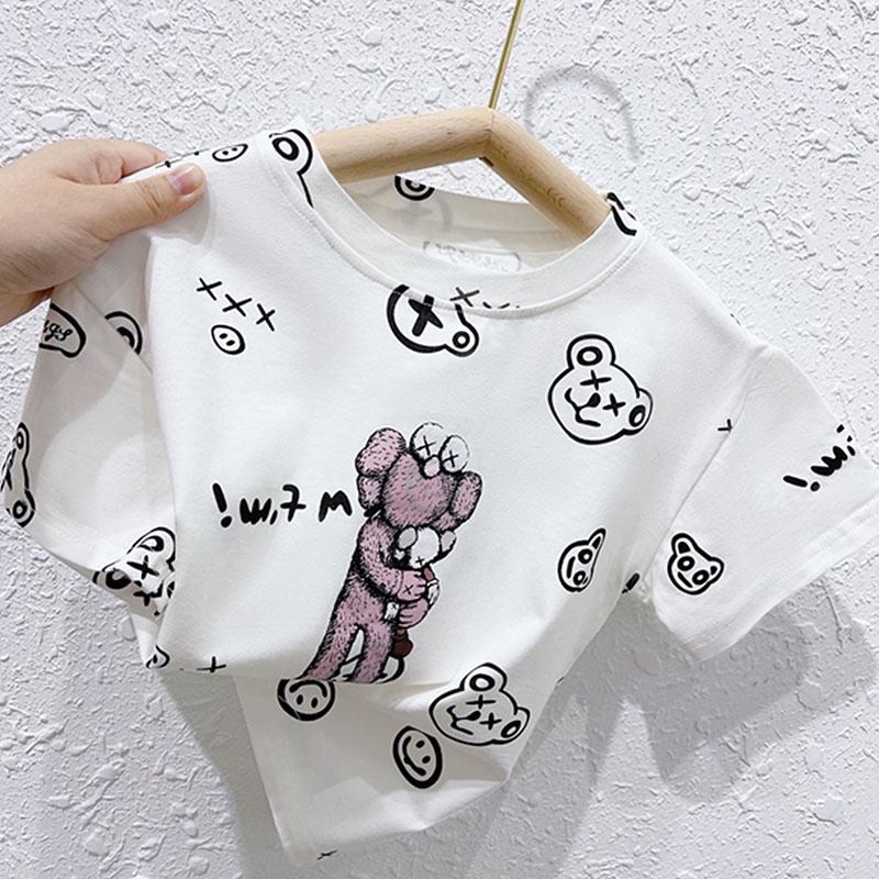 Áo Thun Tay Ngắn In Hình Mặt Cười Hoạt Hình Phong Cách Hàn Quốc Cho Bé Trai