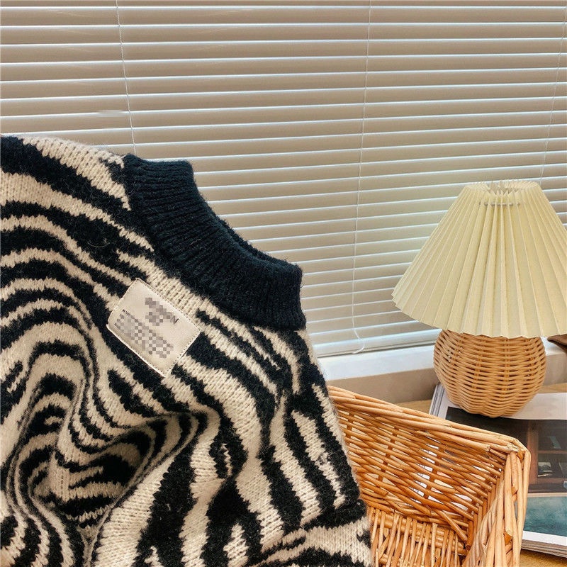 Hàng Mới Về Áo Sweater Lông Cừu Cổ Tròn Họa Tiết Ngựa Vằn Thời Trang Mùa Đông 2022 Cho Bé Trai Và Gái