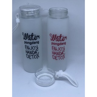 Bình Thủy Tinh Đựng Nước mờ in chữ water pongdang 420ml