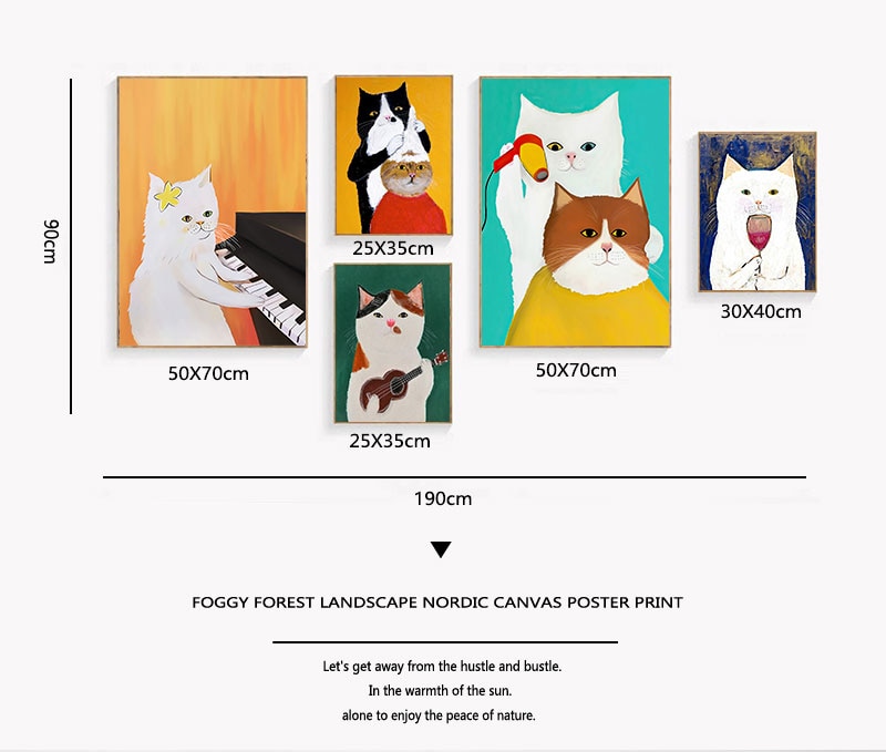 Tranh Sơn Dầu Treo Tường Trang Trí Hình Mèo Đáng Yêu