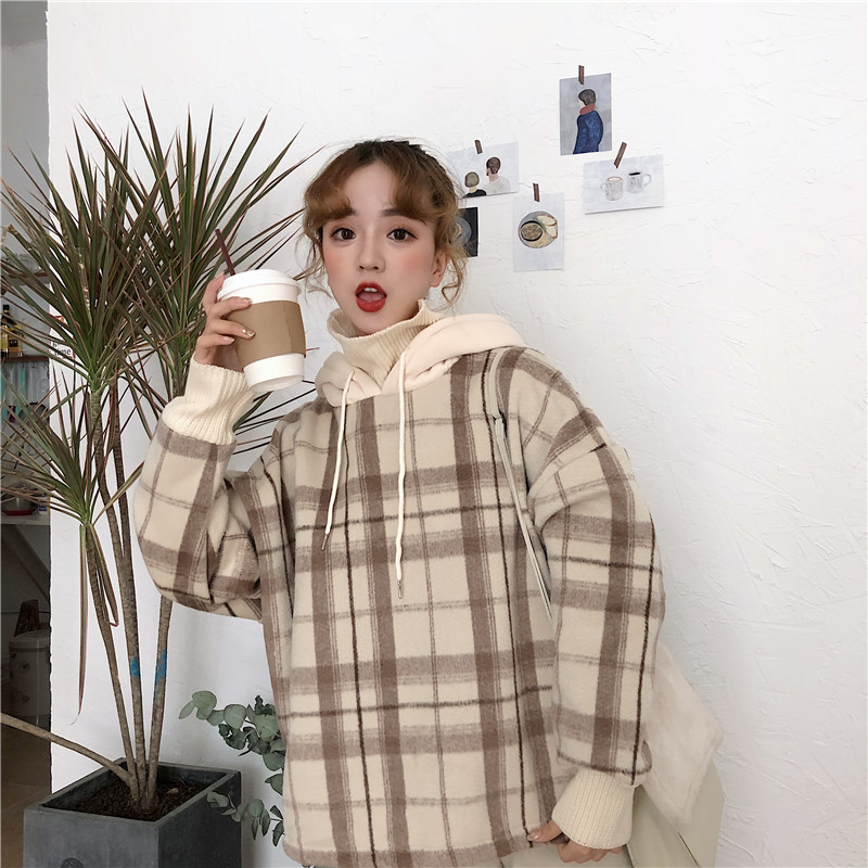 Áo Hoodie Hàn Quốc Dáng Rộng Cổ Lọ Thời Trang Thu Đông