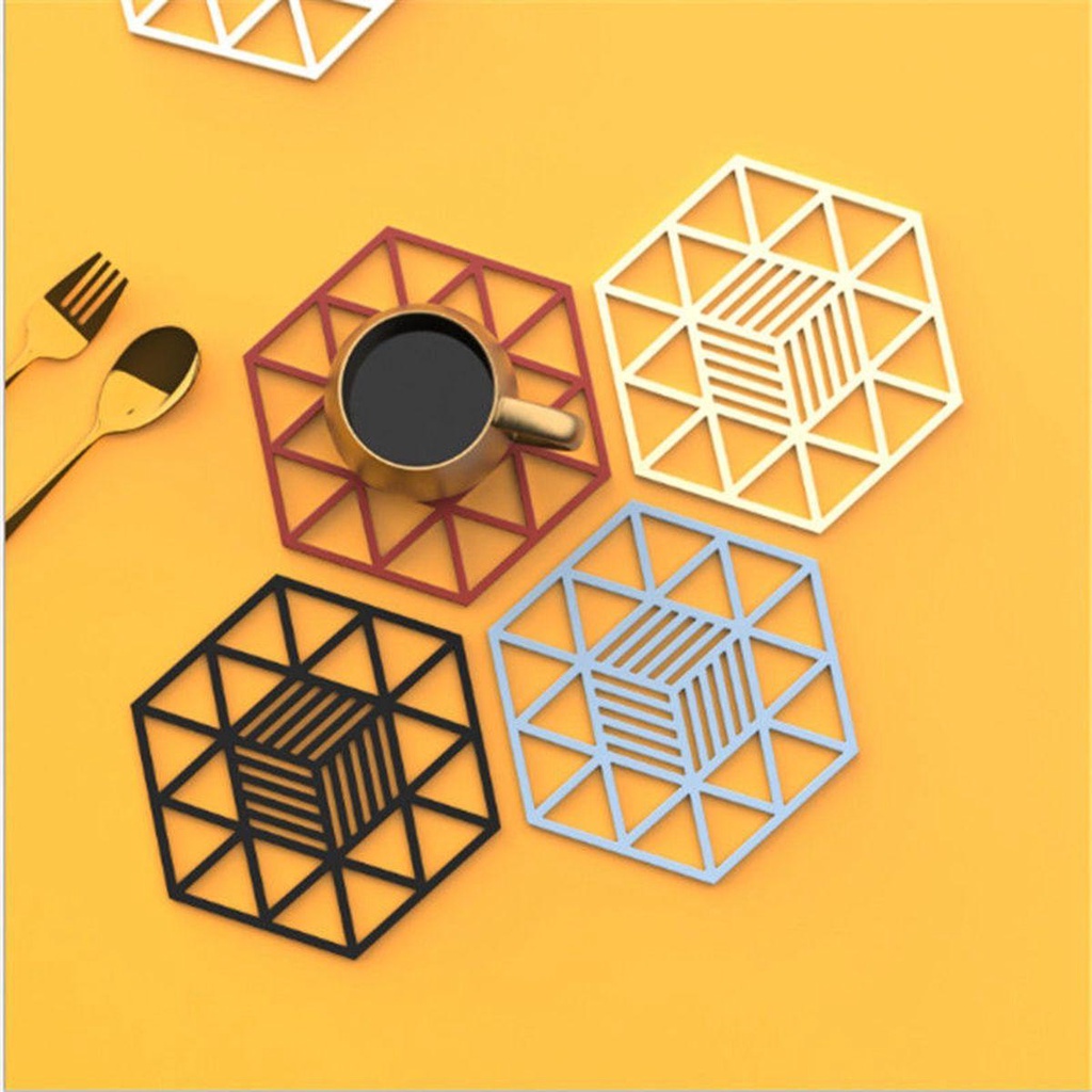 Đế Lót Ly Bằng Silicone Thiết Kế Hình Lục Giác Sáng Tạo