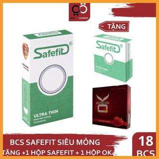 [Tặng 2 hộp] Bao cao su Siêu mỏng 0.04mm Safefit Untra Thin Bộ 15 cái CB005