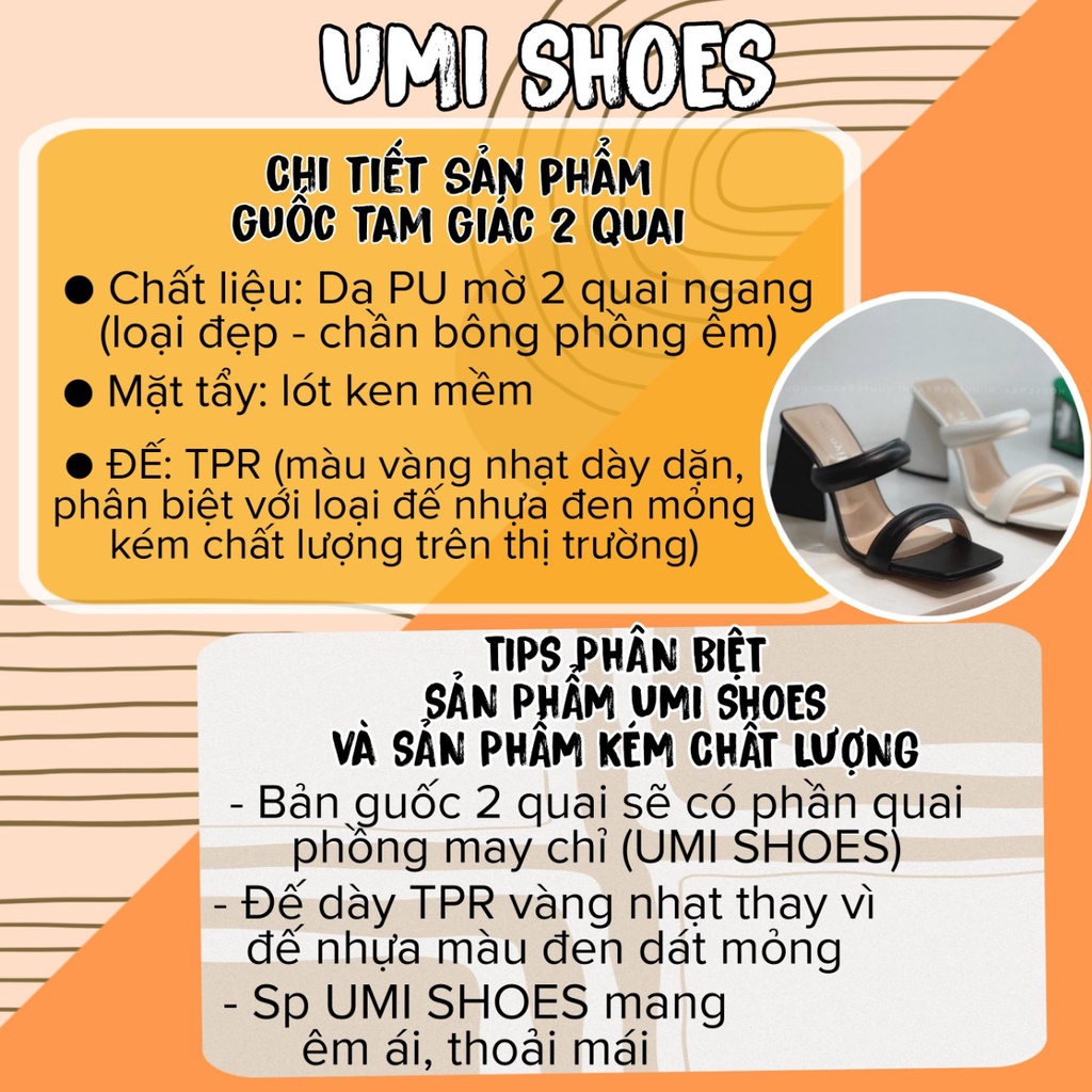 Giày Guốc Cao Gót Tam Giác Hai Quai Ngang Phồng mũi vuông thời trang mới đẹp đi chơi du lịch đi biển trắng/đen