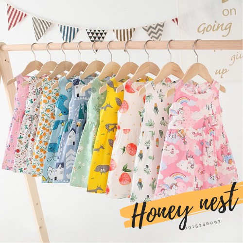Váy cotton hè bé gái Mẫu 2021 xinh xắn thoáng mát