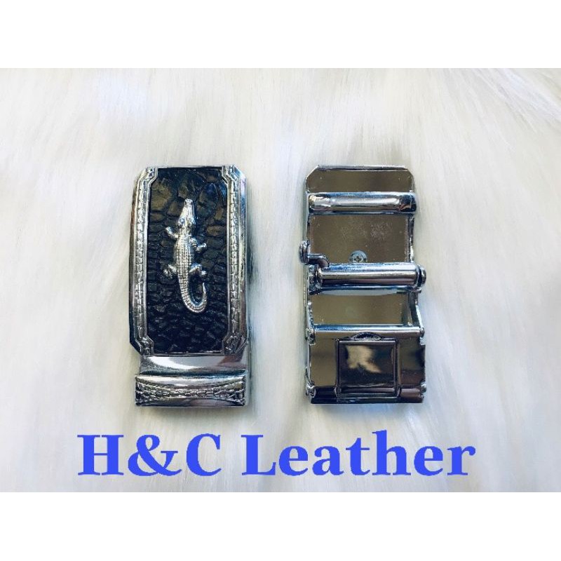 Đầu thắt lưng da cá sấu thật 100% , bản nịt rộng 3.5cm 004