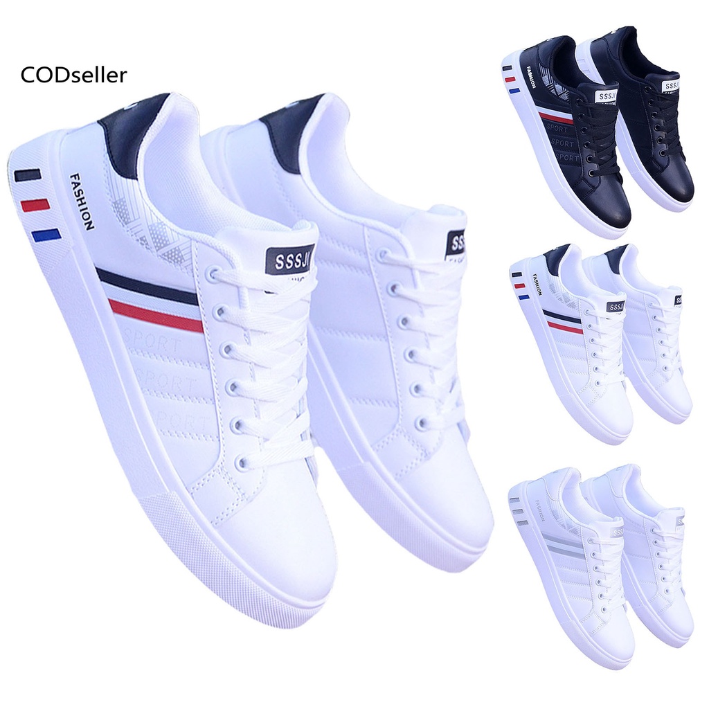 COD_ Faux Leather Sports Shoes Lacing Flat Men Shoes Flat Footwear