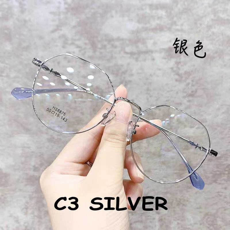 (KIQI-FASHION) COD Mắt Kính Gọng Kim Loại Tròn Chống Tia Bức Xạ Thời Trang Cho Nam Nữ