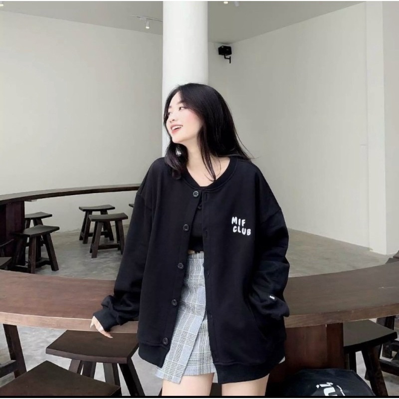 Áo cadigan nút gài [có ảnh thật] chất nỉ cotton siêu đẹp thêu night clup
