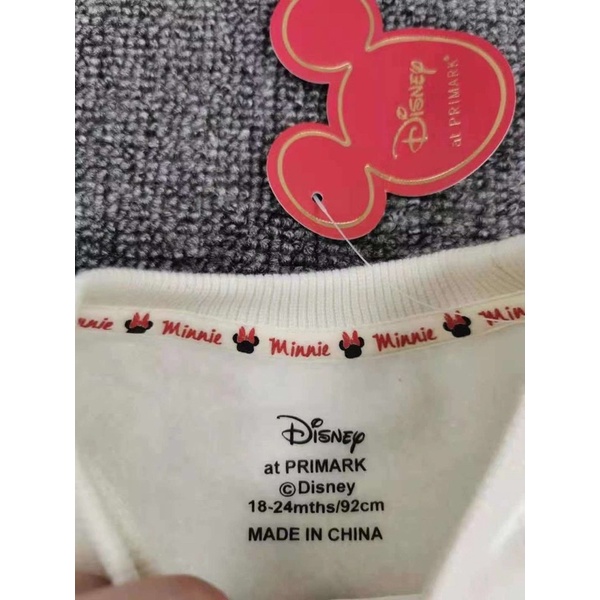 Bộ nỉ bông bé gái Primark Minnie trắng đỏ 0-3Y