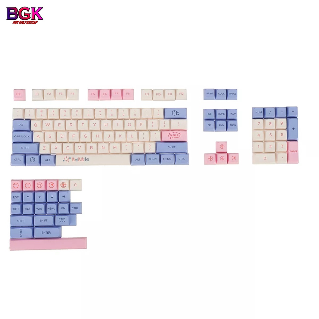 Bộ Keycap XDA Chủ Đề Bong Bóng 127 nút In Dye Sub hỗ trợ lắp được nhiều layout