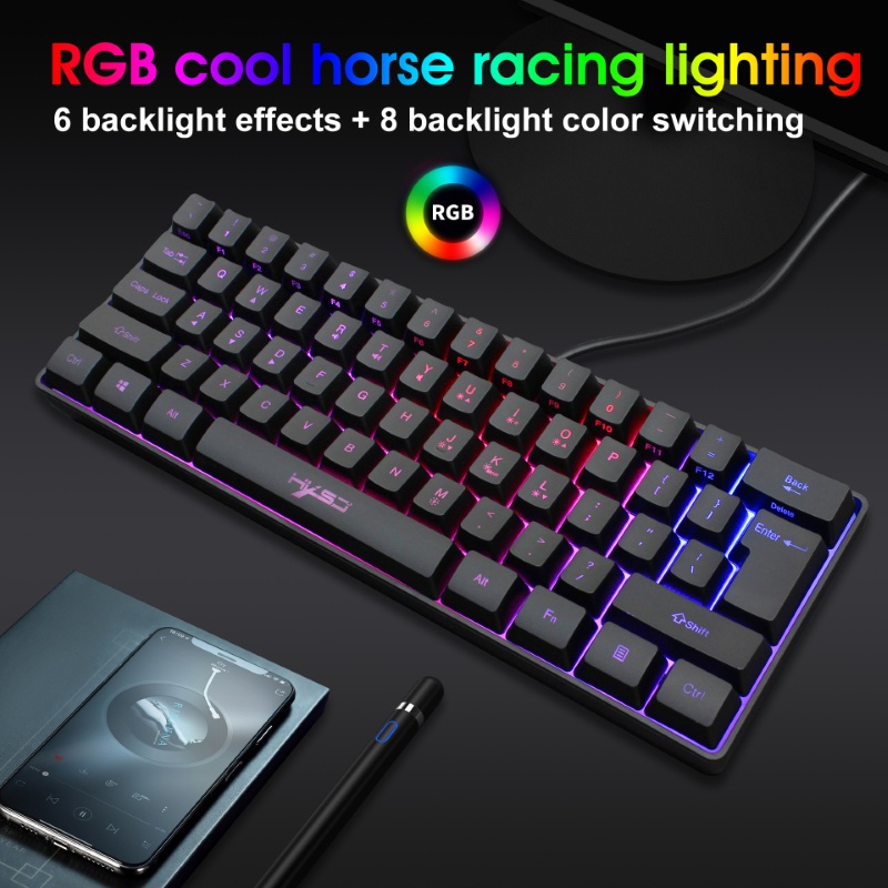 Bàn Phím gaming mini Led RGB V700 white giả cơ nhỏ gọn