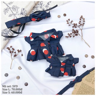 [ OUTFIT CHO DOLL CÓ SẴN - ORDER ] Set váy chấm bi cho doll 15cm, 20cm