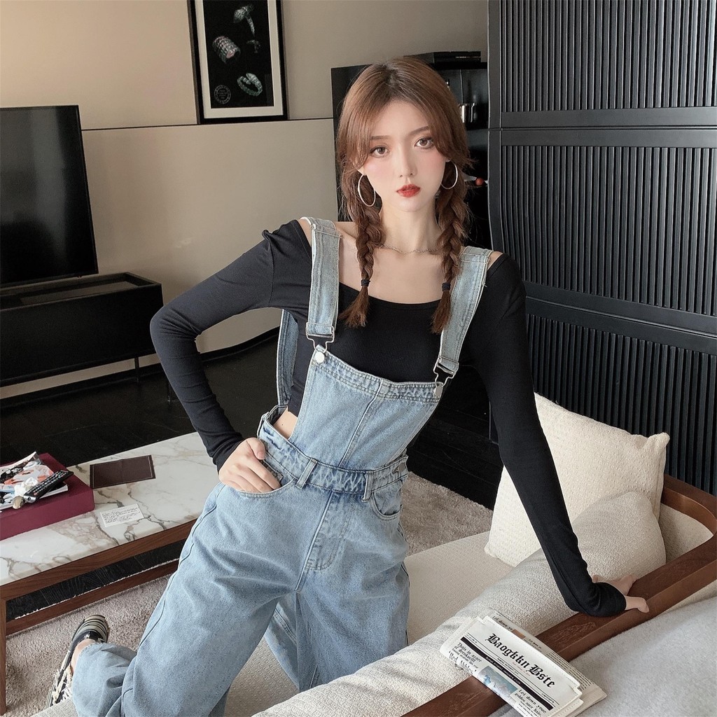 [Mã FADIRECT20 giảm 20K đơn 150K] LEEVA - Yếm jeans nữ ống suông cá tính lưng cao cá tính L289 | WebRaoVat - webraovat.net.vn