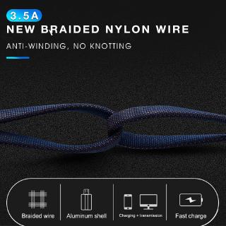3.5A 1M Weaving Nylon Fast Charging Data Line Micro USB Type-C Lightning USB Cable For Android IOS