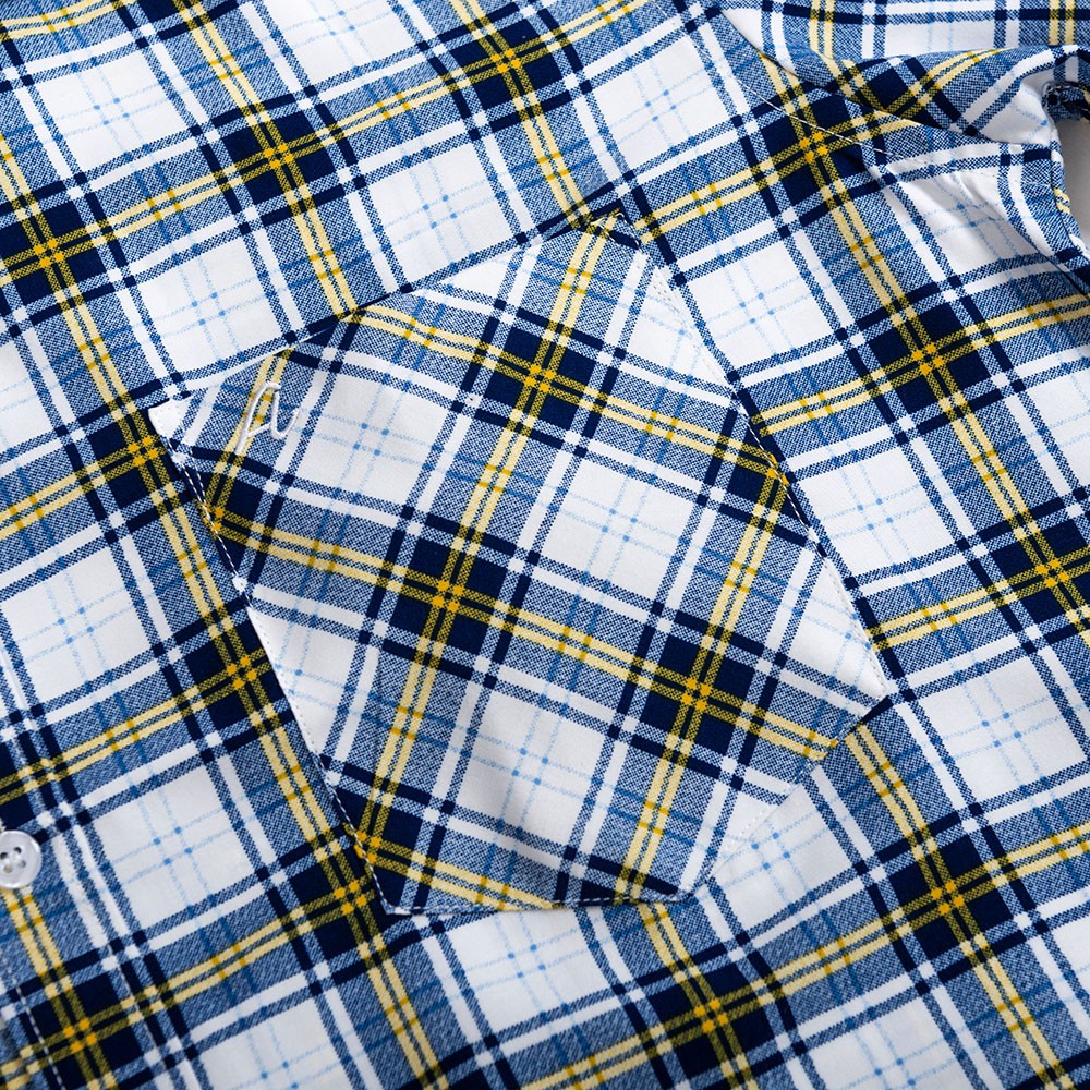 Áo Sơ Mi Nam Công Sở Trung Niên Thương Hiệu ANTON Ngắn Tay Kẻ Caro Xanh Trắng Vải Cotton V820 | BigBuy360 - bigbuy360.vn