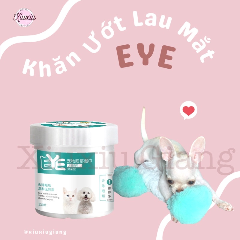 Khăn Ướt Lau Mắt/ Lau Tai Chó Mèo Dorrikey Eye 130 Tờ - Xiuxiu Giang