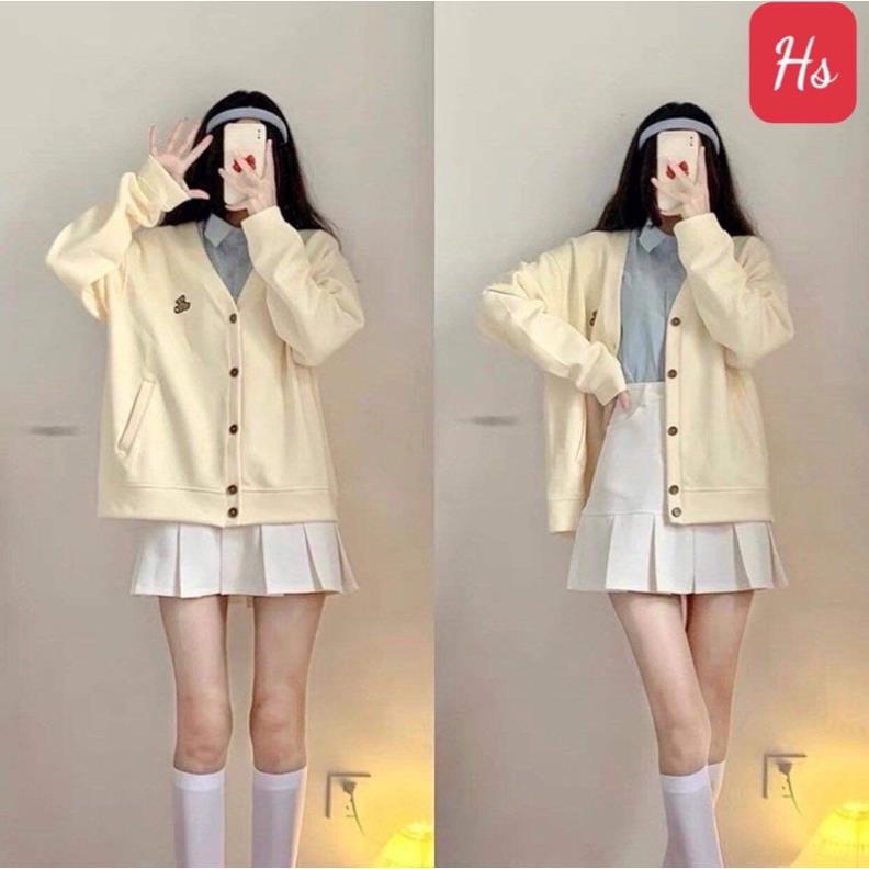 Áo khoác cadigan thêu gấu HS