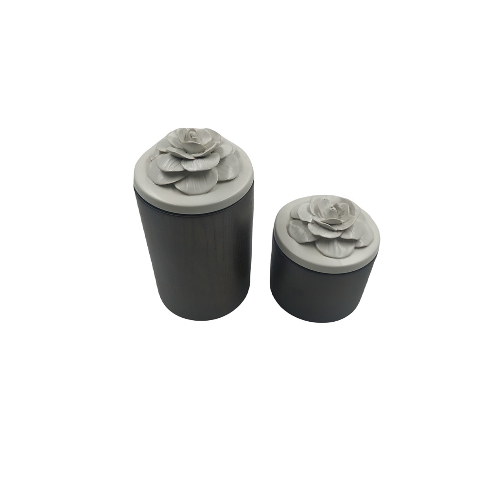 Hộp Gỗ Trang Trí Sonia - Nắp Gốm Hoa, Trang Trí Nhà Cửa / Spa - SDW022