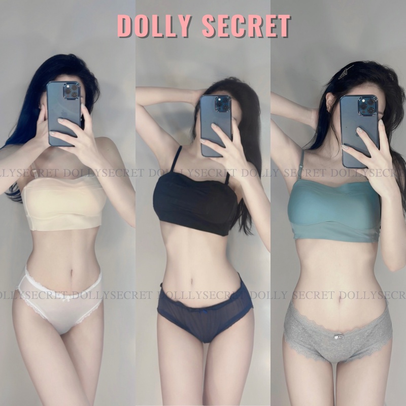 Áo ngực cúp quây ngang chất su non, áo ngực không dây chống tụt cho nữ DOLLY SECRET A23