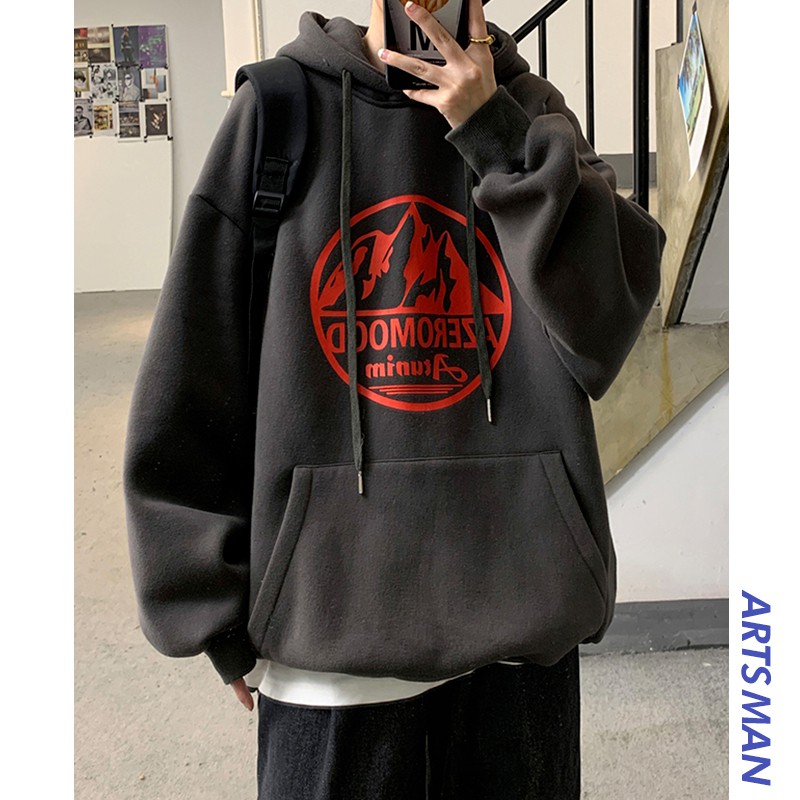 Áo hoodie lót nhung dày dặn giữ ấm phong cách Harajuku Hàn Quốc thời trang thu đông cho nam size lớn M-5XL | BigBuy360 - bigbuy360.vn