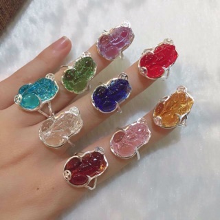 GIẢM GIÁ HẾT NẤC!! Nhẫn tỳ hưu bạc bọc đá các màu