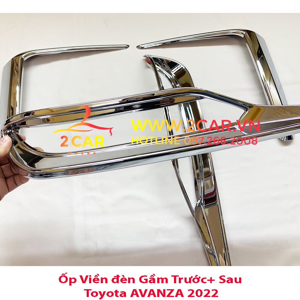 Ốp viền đèn gầm trước, sau xe Toyota AVANZA 2022 2023 mạ crom cao cấp