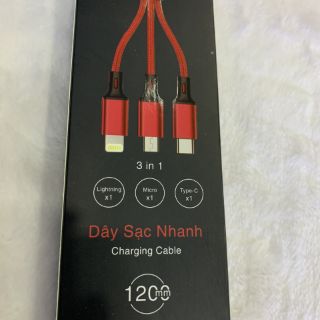 Cáp sạc bọc dù Bagi 3in1
