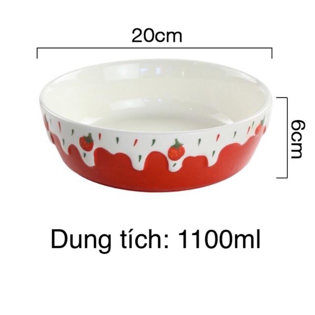 Set đĩa sứ dâu 4 món