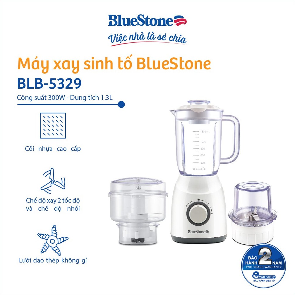 [Mã ELBLUEWL4 giảm 10% đơn 500K] Máy Xay Sinh Tố BlueStone BLB-5329 1.3L